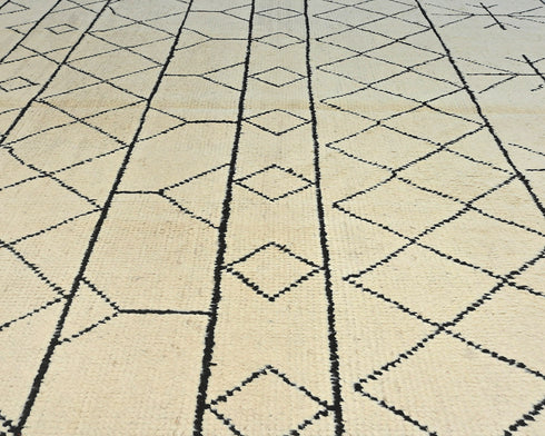 8x11 Moroccan Beige Hand Woven Wool Area Rug